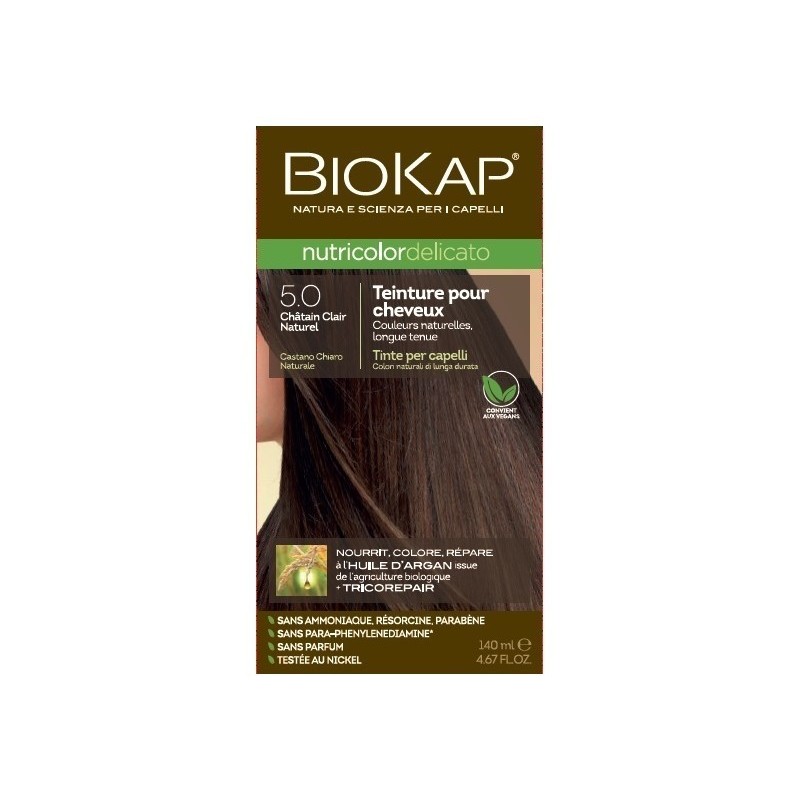 TEINTURE CHEVEUX 5.0 CHATAIN CLAIR NATUREL BIOKAP DELICATO